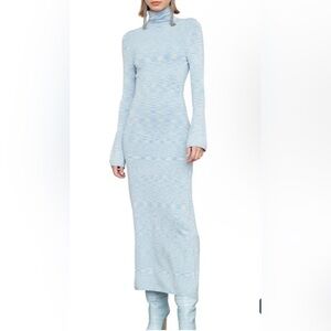 NWT Atoir Altair Light Blue Long Sleeve Dress with Open Back